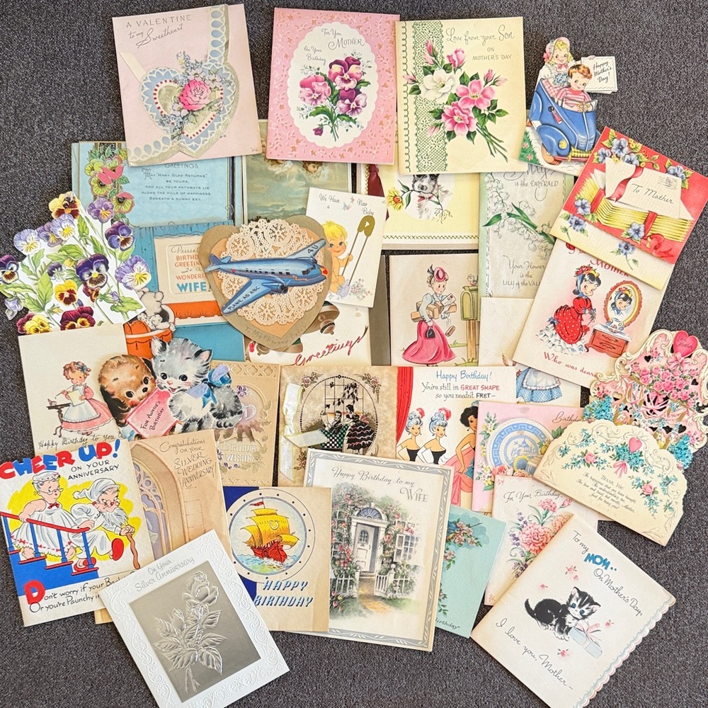 Vintage Mid 1900’s Greeting Cards Lot of 32